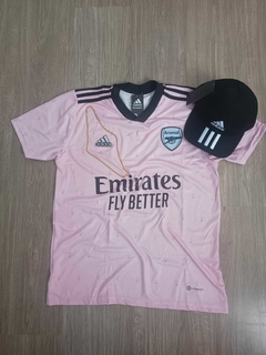 KIT ARSENAL ROSA 22 + BONÉ ADIDAS PRETO + CORRENTE