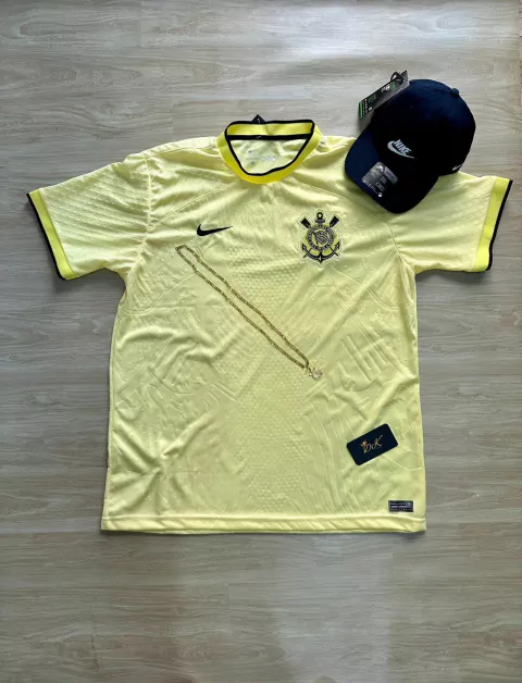 KIT-CORINTHIANS NOVA AMARELA + BONÉ NIKE PRETO
