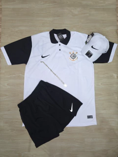 KIT POLO BRANCA CORINTHIANS+ BONÉ NIKE BRANCO+ BERMUDA NIKE PRETA - (cópia) - comprar online