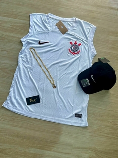 KIT REGATA CORINTHIANS DEMOCRACIA BRANCA + BONÉ NIKE PRETO na internet