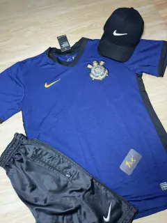 KIT CAMISA CORINTHIANS RETRO ROXA + BONÉ NIKE PRETO + BERMUDA NIKE PRETO - Dk Store