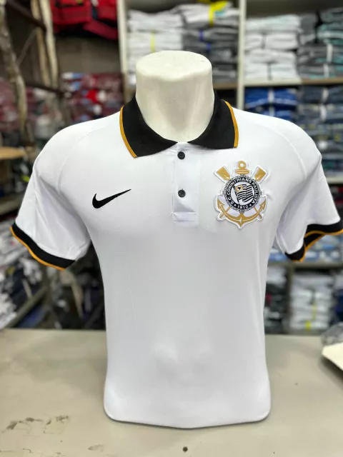 POLO CORINTHIANS BRANCA COM DOURADO