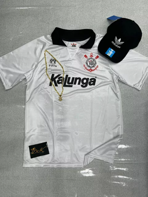 Kit -Camisa Corinthians Gola Preta +Corrente +Boné Adidas Preto