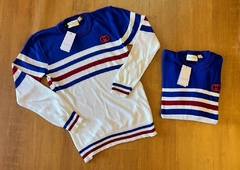 Suéter - Gucci Azul Marinho Com Branco