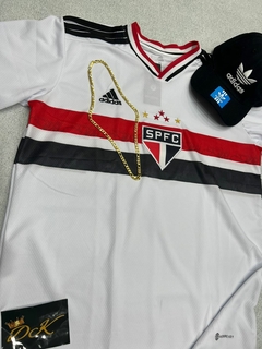 Kit - Camisa São Paulo Nova + Corrente + Boné Adidas Preto na internet