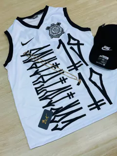 KIT REGATA BASQUETE -CORINTHIANS BRANCA + BONÉ NIKE PRETO na internet