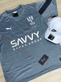 KIT-CAMISA ALHILAL NEYMAR CINZA NOVA + BONÉ NIKE BRANCO na internet