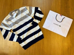 Suéter - Lacoste Listrado Cinza e Azul Escuro