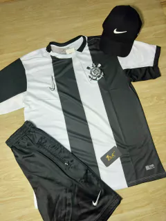 KIT CAMISA CORINTHIANS UNIF 3 + BONÉ NIKE PRETO + BERMUDA NIKE PRETO - comprar online