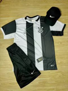 KIT CAMISA CORINTHIANS UNIF 3 + BONÉ NIKE PRETO + BERMUDA NIKE PRETO - Dk Store