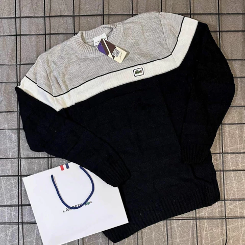 Suéter Lacoste Preto C/ Cinza - comprar online