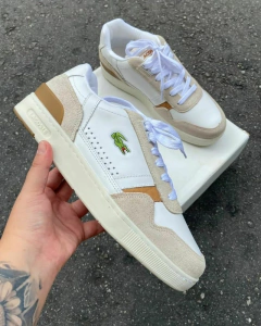 LACOSTE T-CLIP - BRANCO COM MARROM - Dk Store