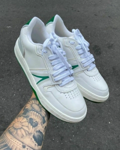 LACOSTE T-CLIP L001 - BRANCO C/LISTRA VERDE - comprar online