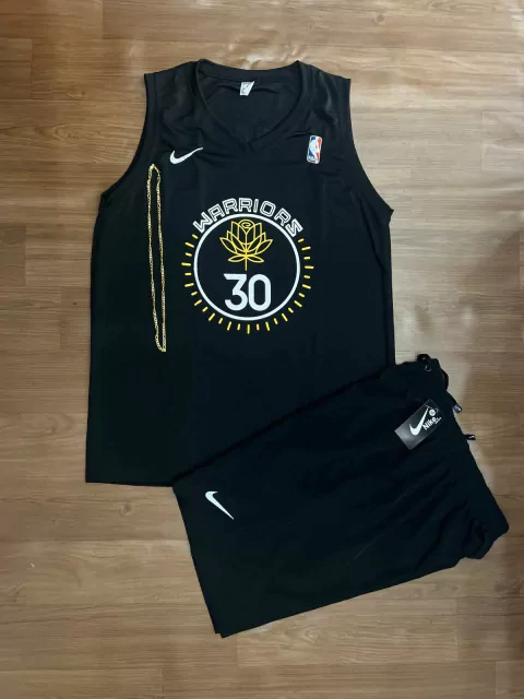 KIT REGATA- GOLDEN STATE PRETA + BERMUDA NIKE
