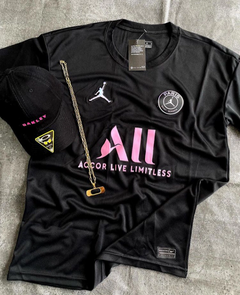 KIT PARIS STADE + BONÉ ADIDAS PRETO + CORRNTE PRATA