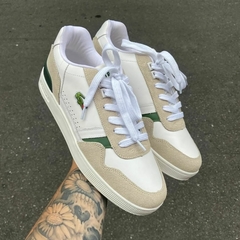 LACOSTE T-CLIP - BRANCO/CINZA/VERDE na internet