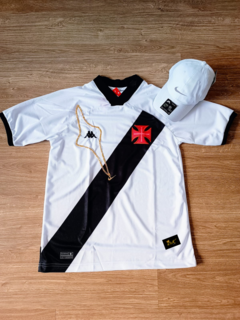 KIT CAMISA VASCO BRANCA FAIXA PRETA 20/21 + BONÉ NIKE BRANCO