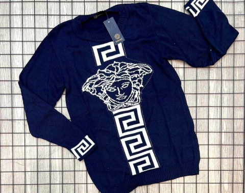 Suéter Versace Azul C/ Branco - comprar online