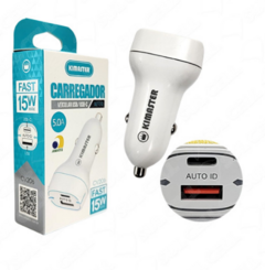 Carregador Veicular USB-USB C 15W CV206 - Kimaster