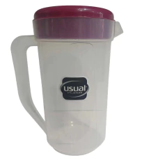 JARRA REDONDA DE 2 LITROS DE PLÁSTICO TRANSPARENTE CON MEDIDOR - Cod: 119096