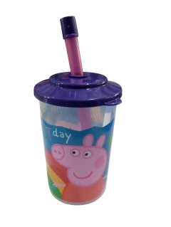 VASO CON TAPA Y SORBETE DE PEPPA PIG - COD: 5422 en internet