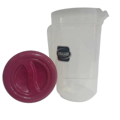 JARRA REDONDA DE 2 LITROS DE PLÁSTICO TRANSPARENTE CON MEDIDOR - Cod: 119096 en internet