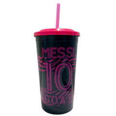 VASO CON TAPA Y SORBETE BOCA Y MESSI. COD. 00202B - comprar online