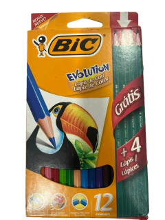 LAPICES BIC EVOLUTION DE COLORES + 4 DE GRAFITO- Cod: 0198