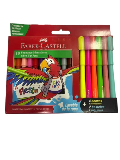 MARCADORES FABER CASTELL x12 +4 NEON- Cod: 2330