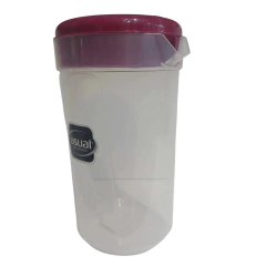 JARRA REDONDA DE 2 LITROS DE PLÁSTICO TRANSPARENTE CON MEDIDOR - Cod: 119096 - El Pampa Distribuidora