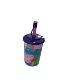 VASO CON TAPA Y SORBETE DE PEPPA PIG - COD: 5422