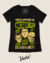 Blusinha preta com estampa temática de horror, apresentando personagens clássicos como Frankenstein, Drácula e a Múmia, anunciando o evento Macabre Fest.