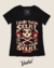 Blusinha preta com estampa de caveira e texto "I Want Your Skull" e "I Need Your Skull" da banda Misfits.