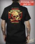 Black work shirt featuring a skull design and the text "Vudu Kustoms Co. Made in Hell" on the back.