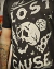 Camiseta preta masculina com estampa branca retrô de caveira, dados e texto "I'm a Lost Cause".