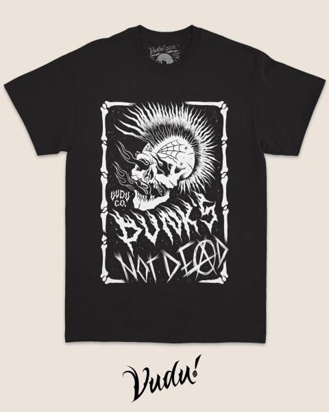 Camiseta Punk, estampa punk, caveira punk, punks not dead