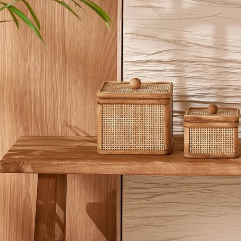 Dupla Caixas Rattan - comprar online