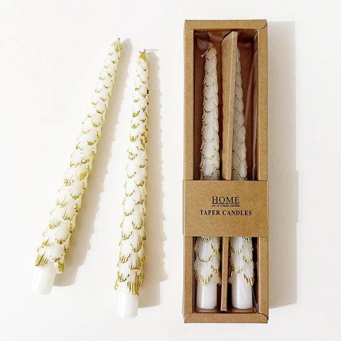 Dupla 2 Velas Castiçal Natal Branca