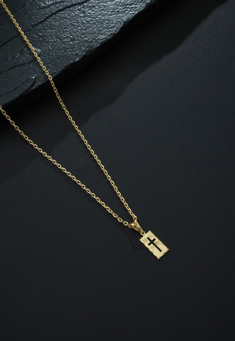 Corrente Cadeado 2mm + Pingente (Plaquinha com Cruz Vazada Pequena de Brinde!) - comprar online