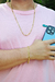 Conjunto: Corrente Cadeado & Pulseira + Pingente (Plaquinha com Cruz Vazada Pequena de Brinde!)
