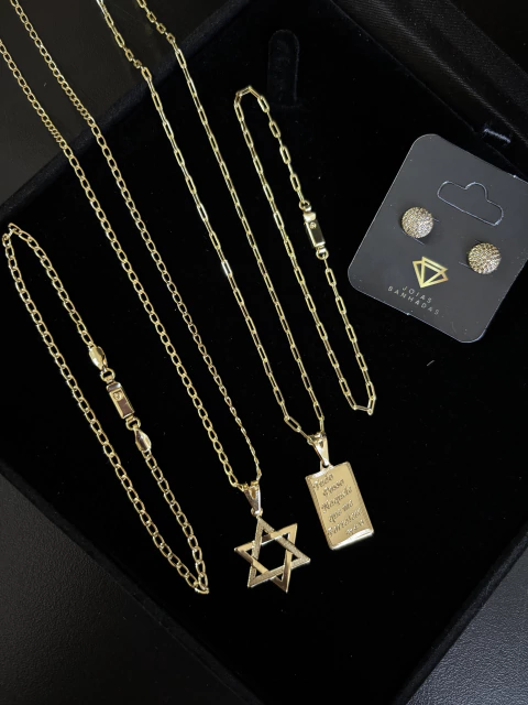 Combo 04 - 01 Conjunto PitBull (Cordão & Pulseira) + 01 Conjunto New Stilo (Cordão & Pulseira) + 01 Par de Brinco + 2 Pingentes de Brinde!