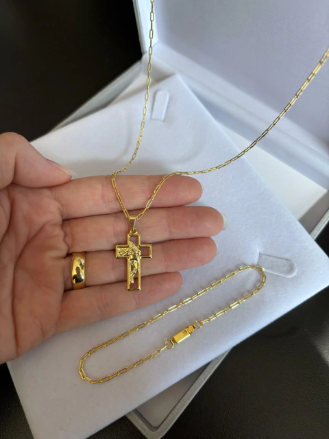 Conjunto: Corrente New Stilo & Pulseira + Pingente (Cruz 10 de Brinde!) - comprar online