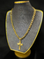 Corrente Friso Kenner 12mm + Pingente (Cruz Com Face de Cristo)