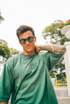 CADILLAC SUN 2.0 - BLACK SHINE + GREEN POLARIZED