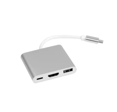 Adaptador tipo c 3x1 HDMI USB Tipo c prata cellmaster