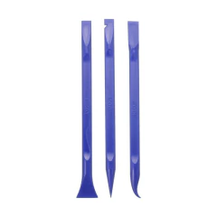 Kit 3 Espátula Plástica Ponta Chata Fina Curva HX00 Azul