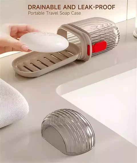 JABONERA DE VIAJE CON SOPORTE. TRASLUCIDA