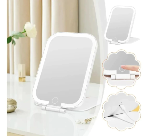 ESPEJO CON LUZ LED PLEGABLE Y TRANSPORTABLE