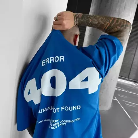 Camiseta Oversized ERROR 404 Azul