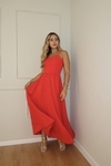 Vestido Midi Em Linho vermelho